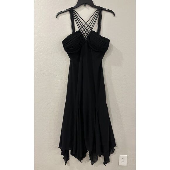 Vintage 90s Y2k 14 Black Sheer‎ Prom Dress Goth Whimsigoth Dark Romance Witchy - Picture 1 of 10